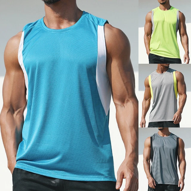 Uomo Fitness Canotta Top Palestra Muscoli Bodybuilding Sport Allenamento T Shirt