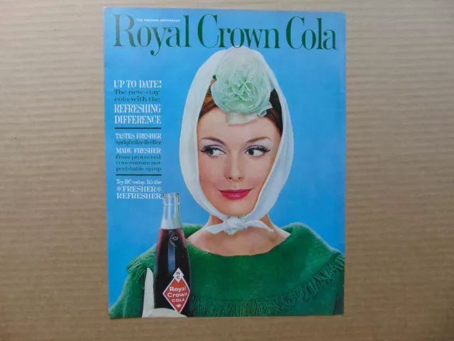 1961 ROYAL CROWN COLA LADY CRAZY HAIR DECORATION  vintage art print ad