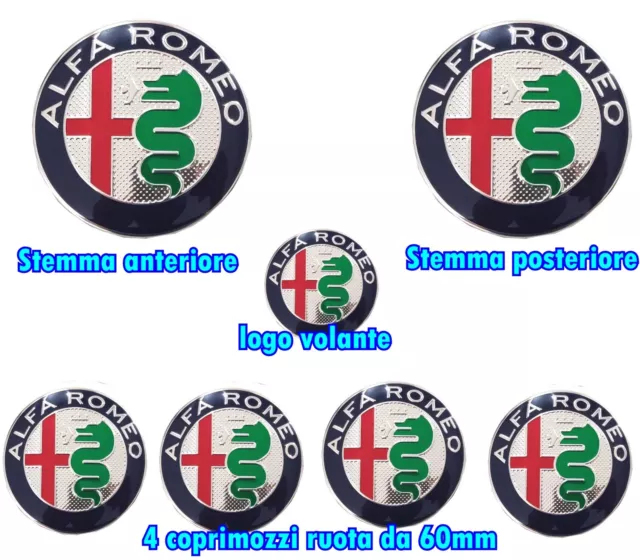 2 STEMMA ALFA Romeo 147 156 159 166 Giulietta Mito Logo Fregio Cofano Ant  Post EUR 9,99 - PicClick IT