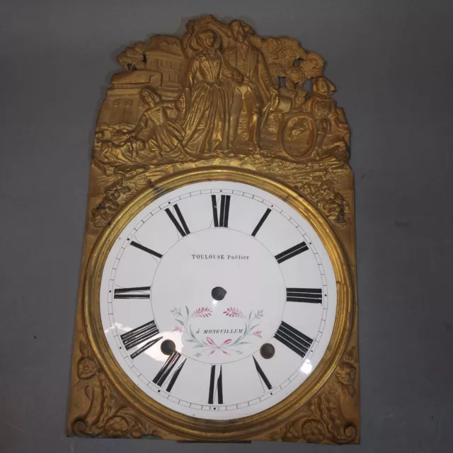 Antique Morbier Dial With Pressed Brass Surround. #3 Antique Morbier Dial With Pressed Brass Surround. #3