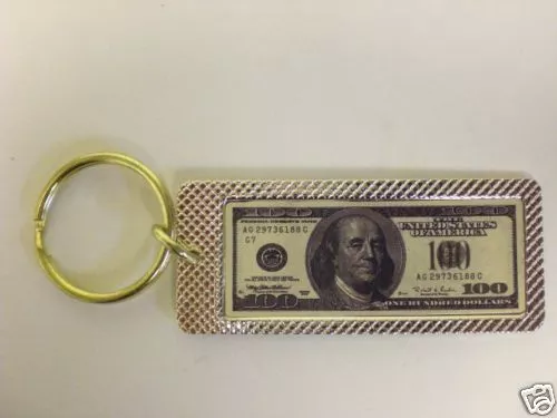 $100 Dollar Bills Charms Keychain - Money Keyring Bag Clip Women
