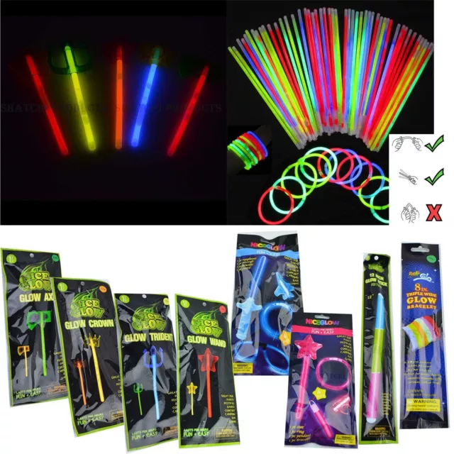 Glow Sticks Bracelets Necklaces Crown Tiara Neon Colors Party Favors Disco Rave