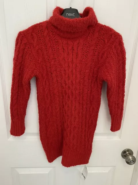NUOVO abito a maglia rosso Next taglia 5 anni maglione lavorato a maglia con cavo grosso