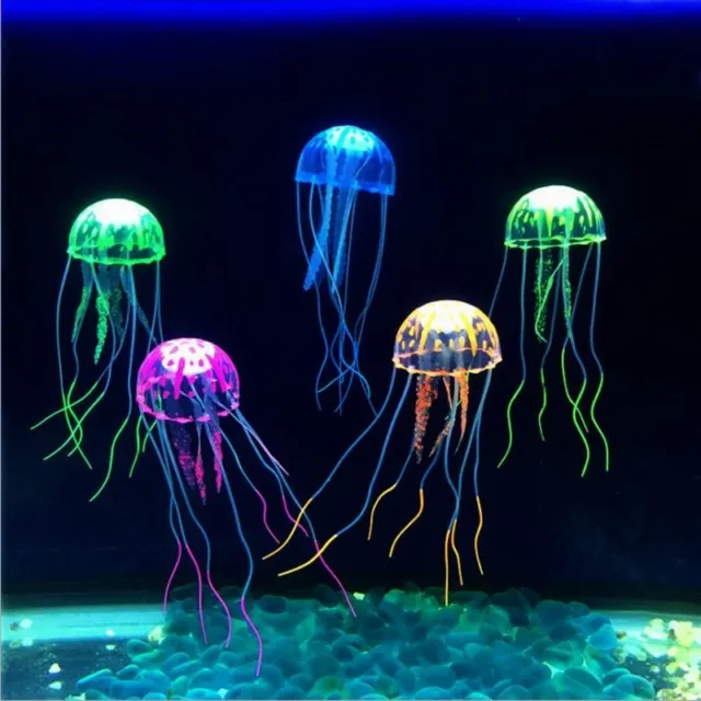 Aquarium Fish Tank Jellyfish Ornament Glowing Artificial Effect Mini Decoration