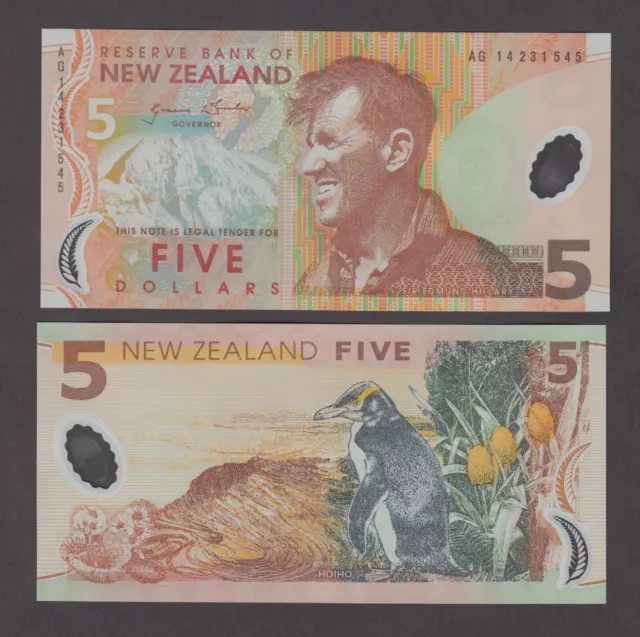 NEW ZEALAND P.185c 5 DOLLARS 2014 POLYMER PENGUIN  UNCIRCULATED 2203