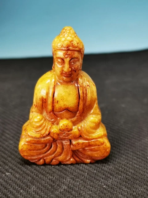 Collectible Old Jade Chinese Jade Precision Carving Amulet Buddha Statue F10