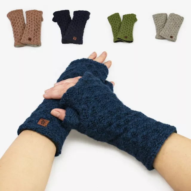Pulswärmer Schafwolle Gehäkelt Armstulpen Handstulpen Warm Handschuhe Nepal