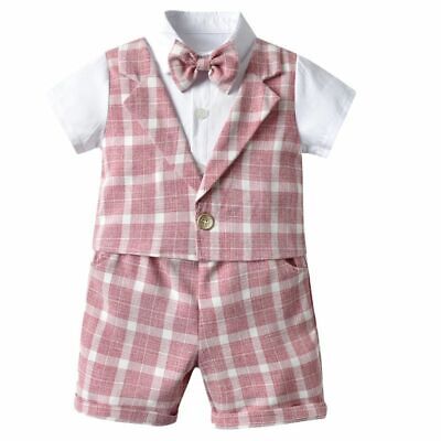 Vestiti bambino Baby Boys Kids Fashion Finto Top Gilet a Quadri Pantaloncini Outfit