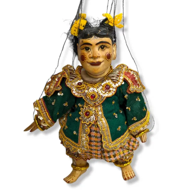 Vintage Thai Burmese Marionette String Puppet Wooden Traditional Asian Art