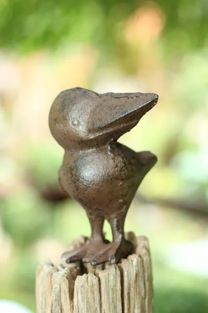 Gusseien Rabe Vogel Rudi Skulptur Figur Garten Deko Braun Metall