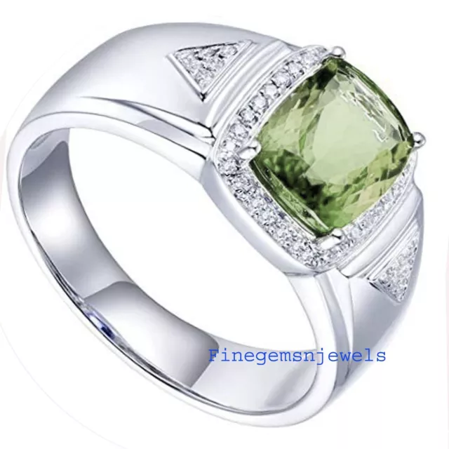 Vert Naturel Améthyste Et Zircone Gemmes Avec 925 Bague en Argent pour Men #F44