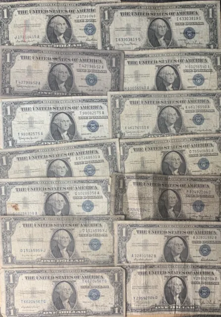 ✯LOT of 10 1935-1957 $1 SILVER CERTIFICATES RARE BLUE SEAL ONE DOLLAR BILL NOTES 2