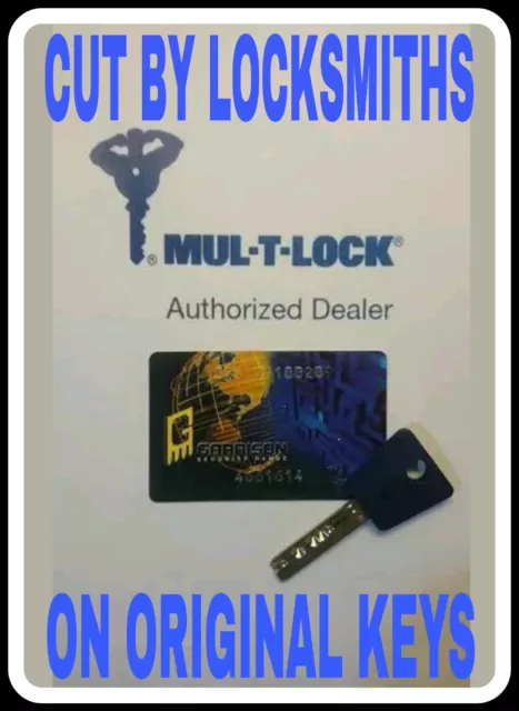 2 x garrison key cut to code , mul t lock key cut to code , 7x7 key cutting