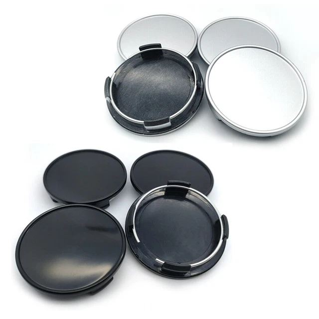 4pcs Cache Moyeu Jante 65mm pour Voiture Noir/Argent Anti-poussière