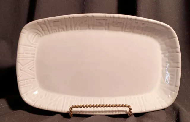 MCM Frankoma Mayan Aztec Serving Platter Plate Tray 7PS White Sand