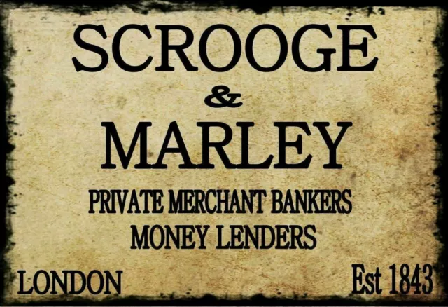 SCROOGE & MARLEY MONEY Vintage Look Retro Style Metal Sign, bar pub mancave