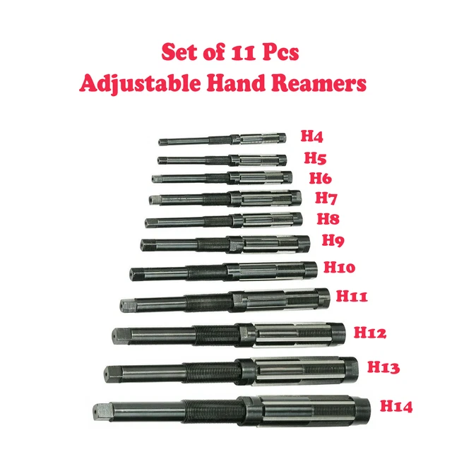 New Adjustable Hand Reamers A-K, H4-H14, 15/32 to 1-1/2 Set of 11 Pcs