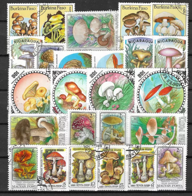 MUSHROOMS and FUNGI Collection Packet of 25 Different Stamps USED