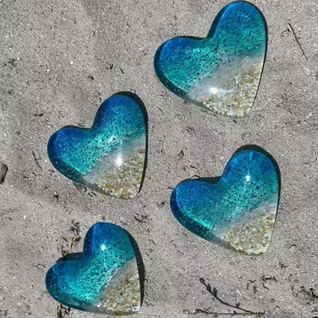 Heart Glass Beach Pocket Heart Plastic Glass Heart Pocket Token