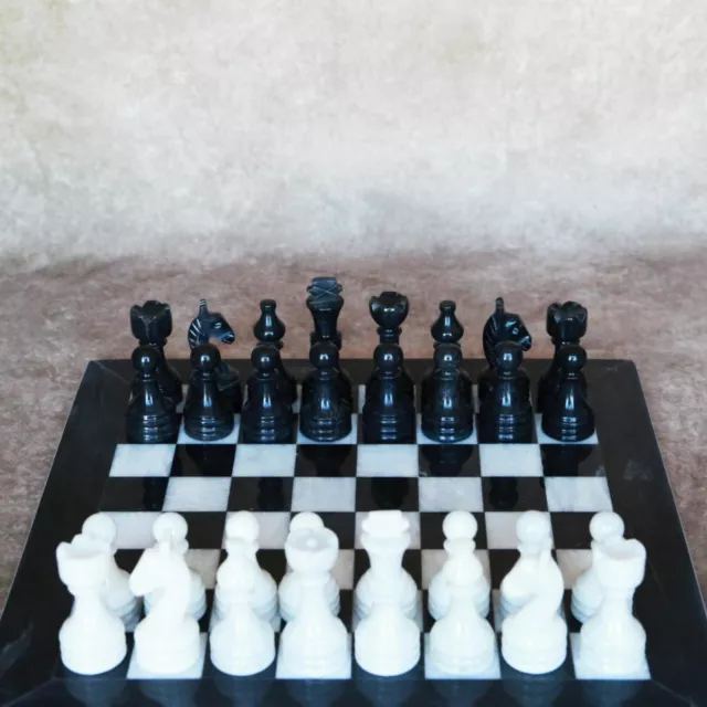 Black and White Luxurious Marble Chess Set - Handcrafted, Premium Quality UK