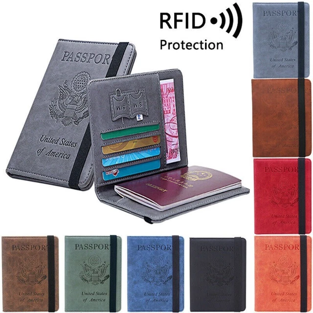 Slim PU Leather Travel Passport Wallet Holder RFID Blocking ID Card Case Cover