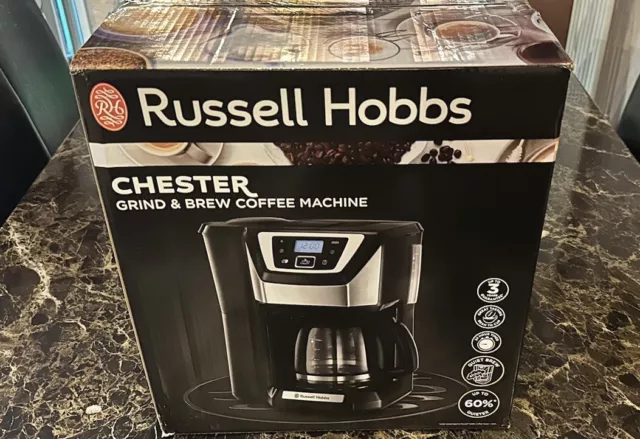 Russell Hobbs Chester Grind & Brew Coffee Machine, 1.5L Carafe / 12 Cups- 22000
