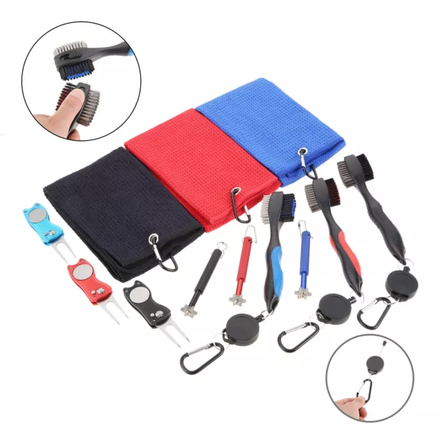 1Set Golf Club Brush Kit With Repair Tool/Golf Towel/Groove Sharpener Tool/Bag