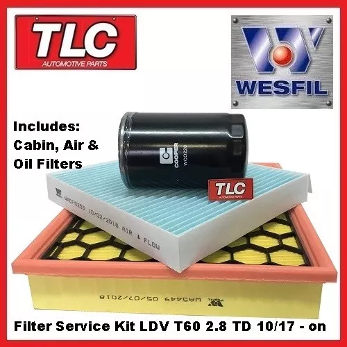 LDV T60 Wesfil Filter Service Kit - Oil Air Cabin -  2.8TD 10/17 - on