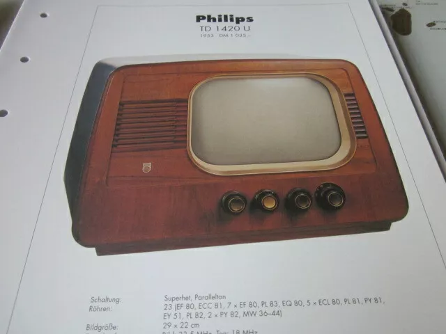 Radio Archiv N 01 Schaltplan Philips TD 1420 U Fernseher, 1953