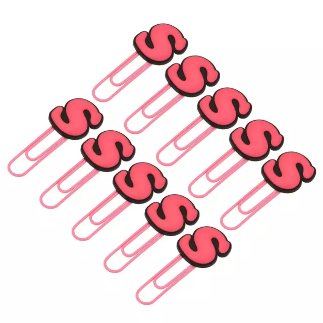 Papel Clips Libro Página Marcador Alfabeto S Forma Rosa para Marcado 10uds