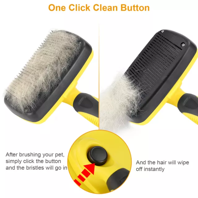 Self Cleaning Slicker Brush Dogs Cat Pets Hair Grooming Remover Shedding Tools 4