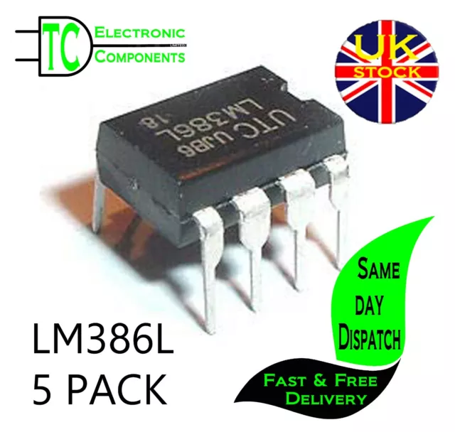 LM386L DIP-8 Niederspannung Audio Verstärker IC (5ER-PACK) **UK Lager** kostenlose P&P