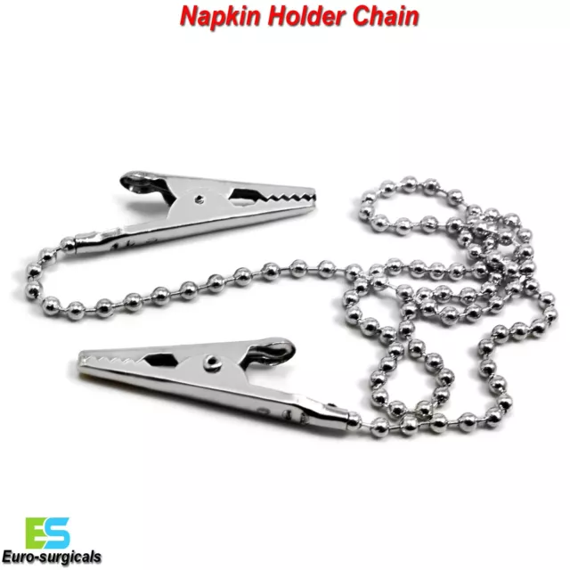 Napkin Holder Dental Lab Bib Crocodile Stainless Clip Flexible Metal Ball Chain