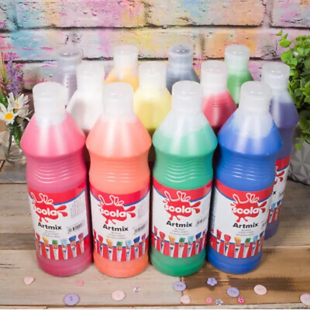 Póster Scola Tempera 600 ml Póster Pintura Listo Botella Artmix Mix (juego de 12 botellas)