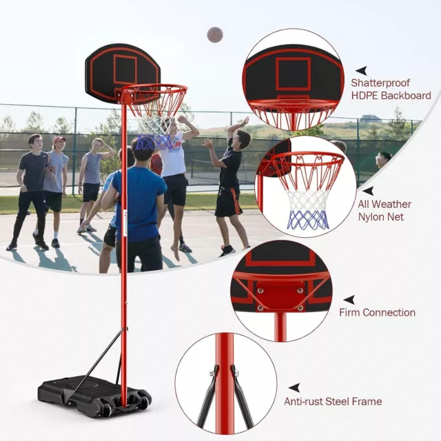 Basketballreifen und -ständer, verstellbares Basketballständernetz, Setsystem mit Rädern