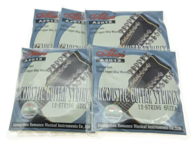 5x Alice 12-String Acoustic Guitar Strings 1st-12th Stainless Steel Copper Wound