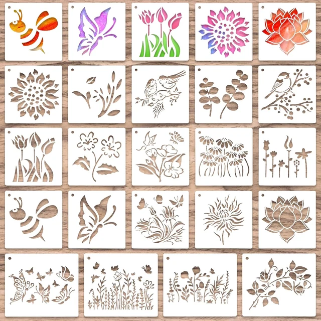 Produktbild von GSS Designs Hohe Wildblumenschablonen Zum Malen Große Blume 17,8 X 40,6 Cm Blumen Schablone Bouquet Malerei Schablonen Für Holz Wand Leinwand