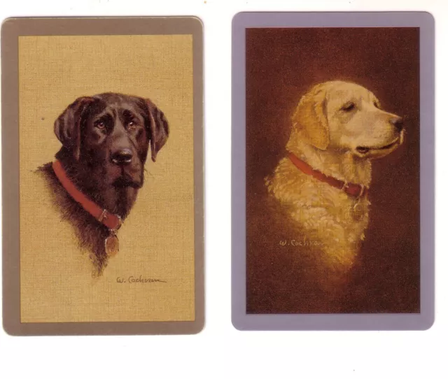 Pair of Vintage Labrador + Golden Retriever Dogs   - Single Swap Playing Cards