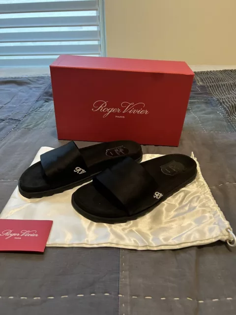 Roger Vivier Black Slides Strass Slidy 39