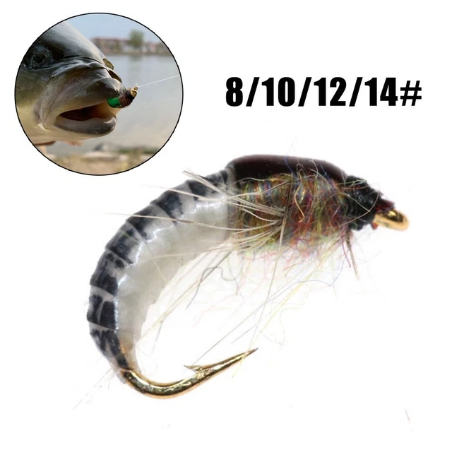 NA 6 Pezzi Mosche Da Pesca Realistiche Ninfa Scud Con Ganci In Acciaio #12, Per Trota E Salmone - 2