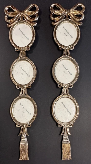 The Bombay Company Elegant LOT OF 2 TRIPLE OVAL FRAMES for 2 X 3 Photos Brass