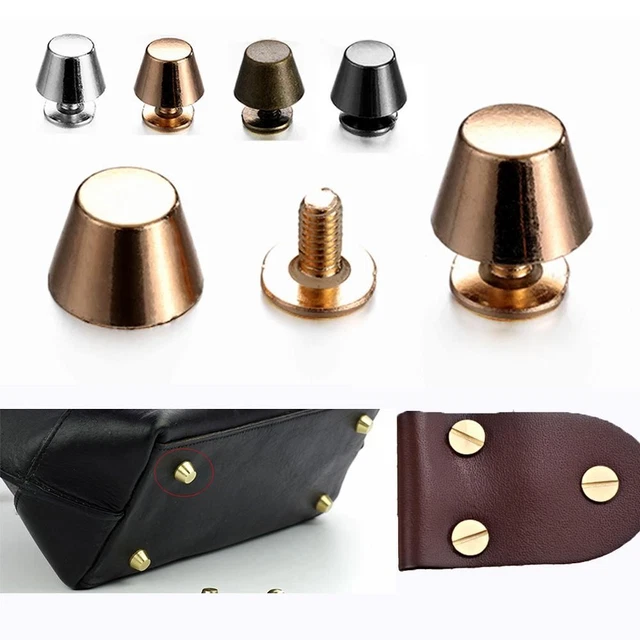 Remaches artesanales con correa de uñas de metal tornillos de cabeza redonda cubo cúpula perno de uñas liso