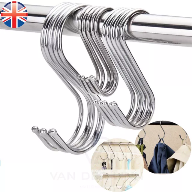 1~100 STAINLESS STEEL S Hook Kitchen Metal Utensil Clothes Hanger £1.88 -  PicClick UK