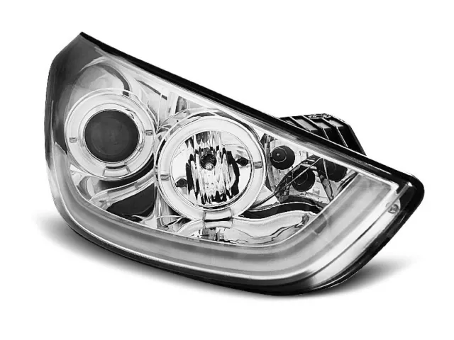 OFFERTA Fari Anteriori LED LTI LIGHT TUBE Inside pour Hyundai TUCSON ix35 Cromo