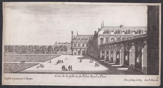 Paris Palais-Royal Jardin Israël Silvestre Gravure Eau-Forte sur Cuivre Vue