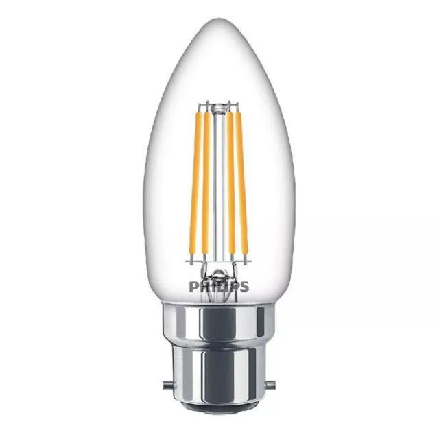 Philips LED Filament Lampe Kerze 4,3W = 40W B22d klar 470lm warmweiß 2700K