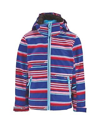 Bnwt Girls Crane Pink Stripe Ski Snowboard Jacket Age 5/6 Years Coat Padded Blue