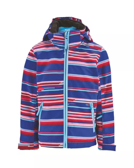 Bnwt Girls Crane Pink Stripe Ski Snowboard Jacket Age 3/4 Years Coat Padded Blue