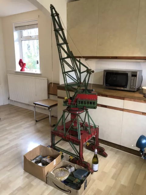 Historical Vintage Scratch Built Large Meccano Crane With Spare Parts And Mags