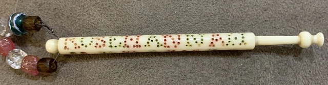 Lace Making Bobbin - Antique, Bone. ROSEHANNAH BROWN With Spangle.
